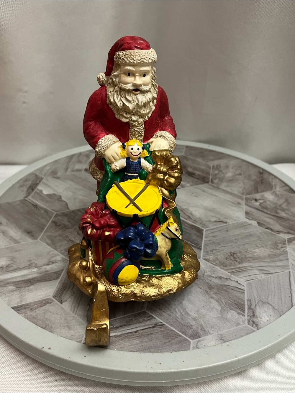 Vintage Ceramic Santa Toy Sleigh Stocking Holder Mantel Hook Christmas 6”